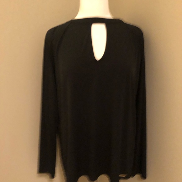 Michael Kors Black Long Sleeve Keyhole Peep Hole Top Size Large - Picture 2 of 6